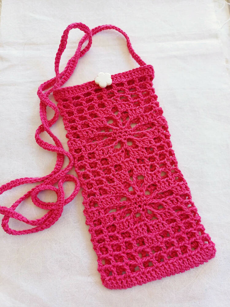 Hot Pink Mesh Phone Bag