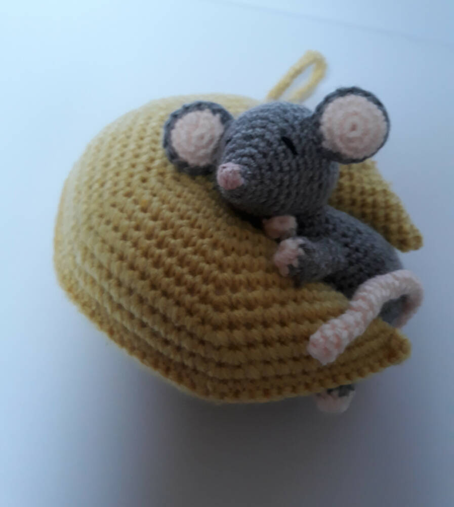 SALE Handmade crochet mouse moon baby mobile