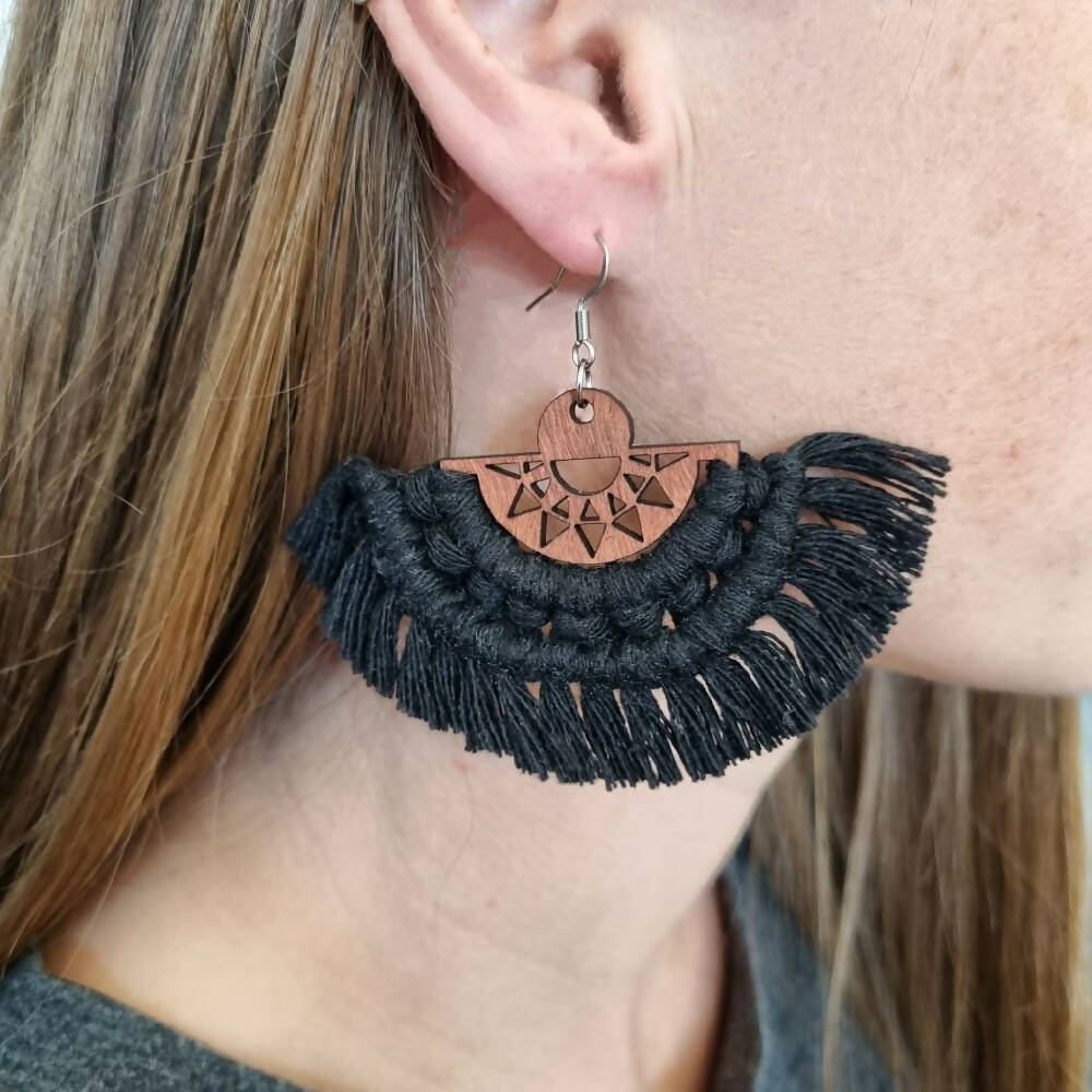 Macrame Fan Earrings