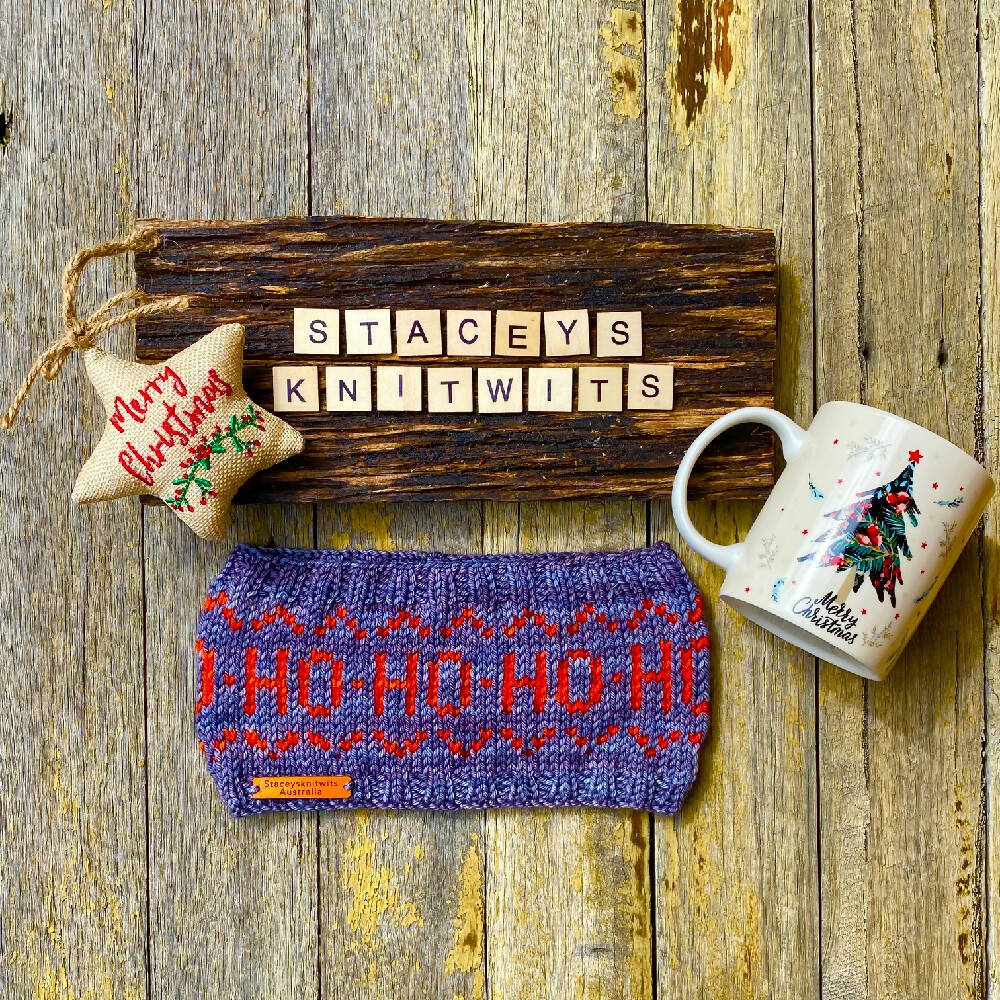 DOWNLOAD - Knitting Pattern - Christmas Headband, HoHoHo Headband Pattern