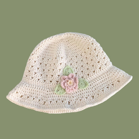 Cream Toddler Crochet Cotton Bucket Hat