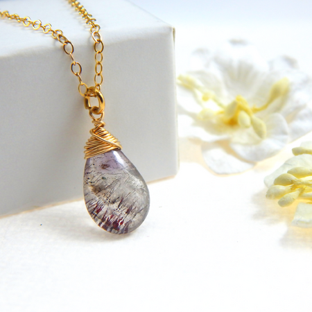 Smooth Moss Amethyst Necklace,February Birthstone Necklace
