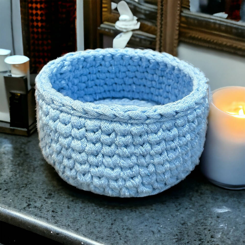 Crochet Blue Basket