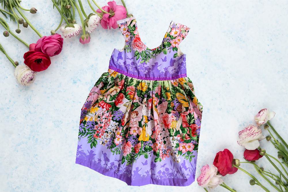 Girls Dress, Fairy Border Print,