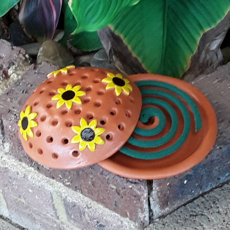Mosquito Coil Holder with built in stand, Sunflower