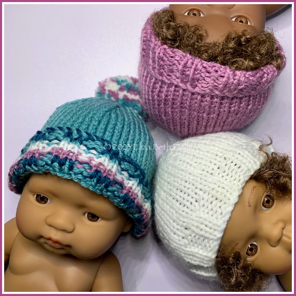 32cm Beanie hat PDF digital pattern, ElizaBethDolls, Eliza Beth Dolls, Australia