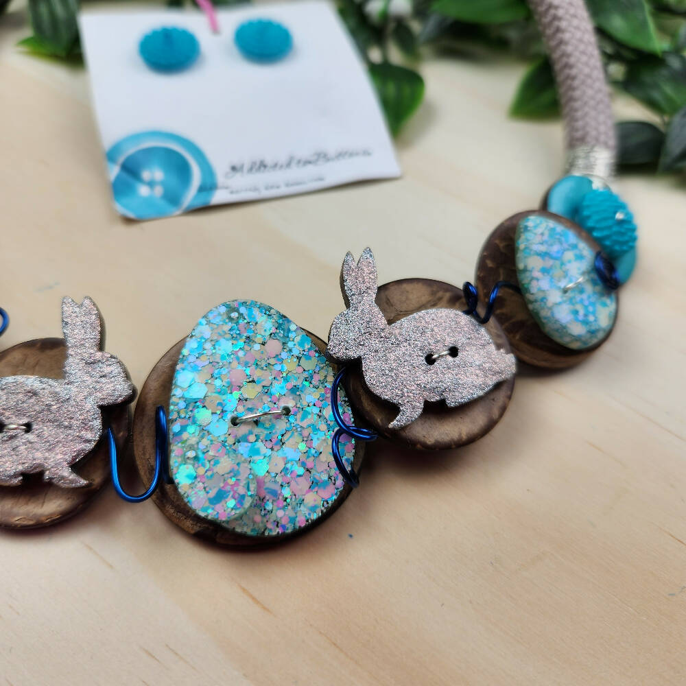 Button Necklace Corded Easter Rabbit A2B (3)