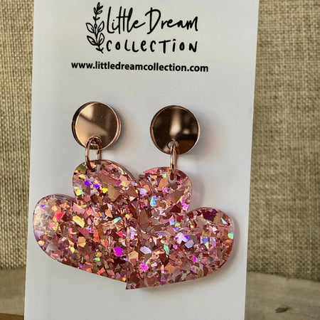 Shard glitter heart earrings