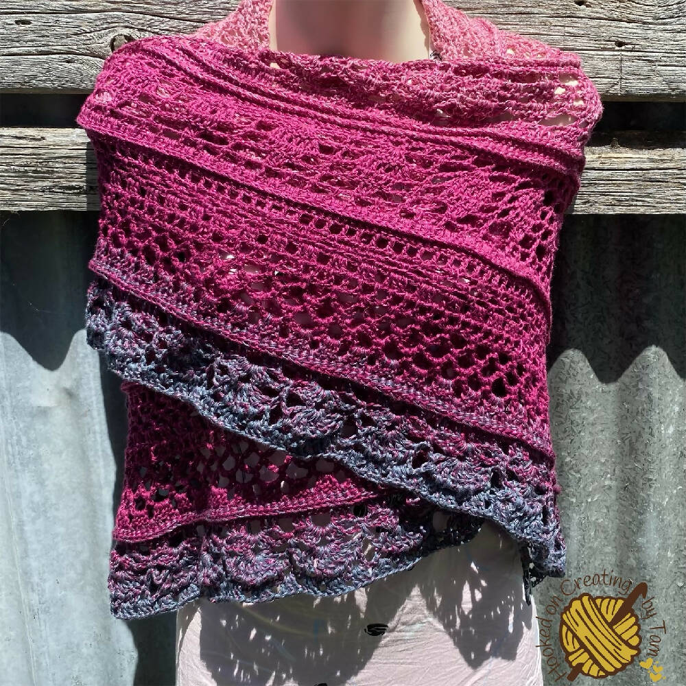 Ready to Post Handmade crochet shawl