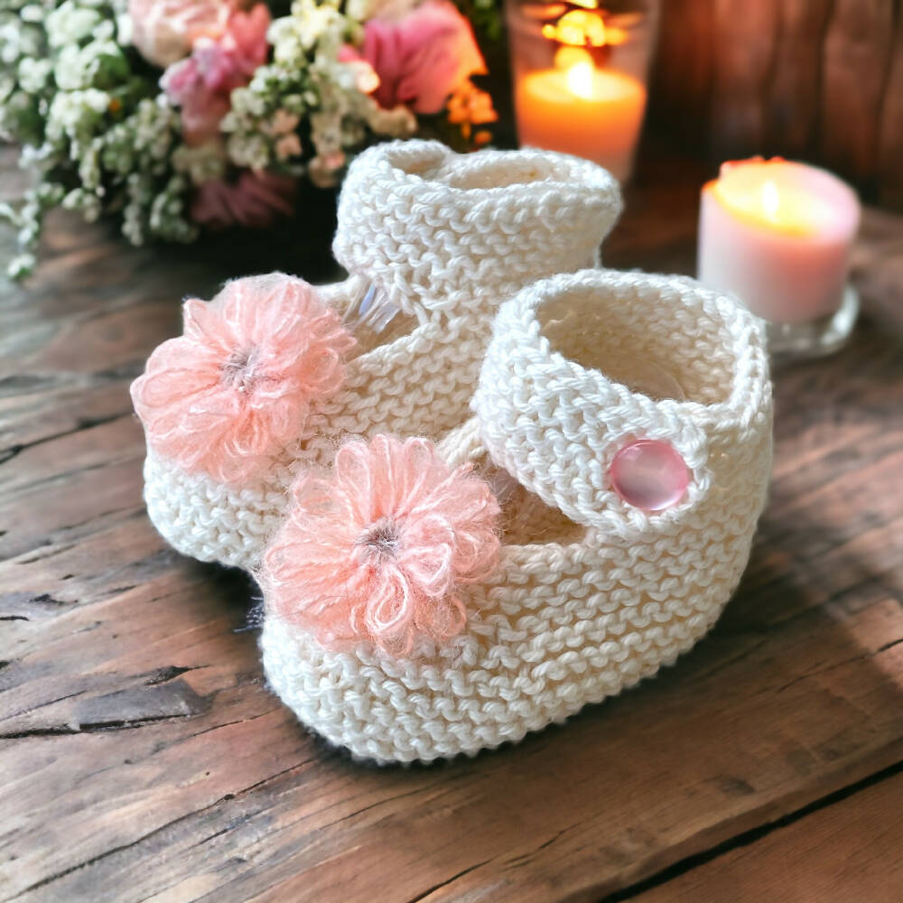 Knitted Cotton Booties, Baby Shower Gift