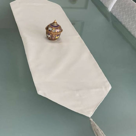 Table Runner-Cream with Tassel-150cm x 38cm