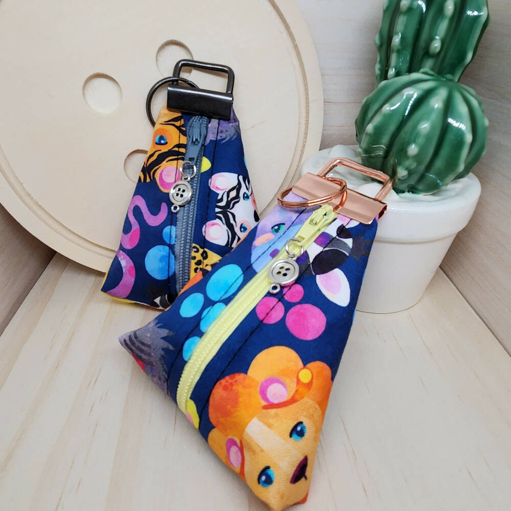 Zippity Keyring Pouch - Animalia - Triangle Keyfob Zip Pouch