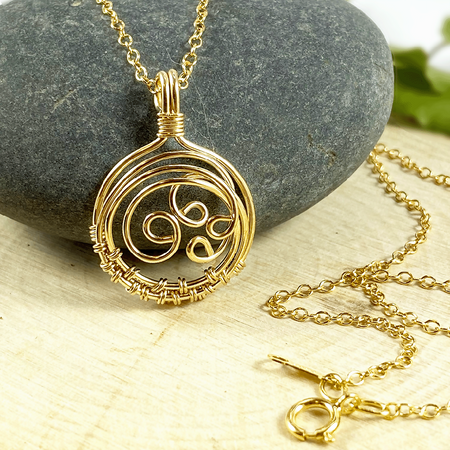 14K Gold Filled Necklace With Wave Pendant