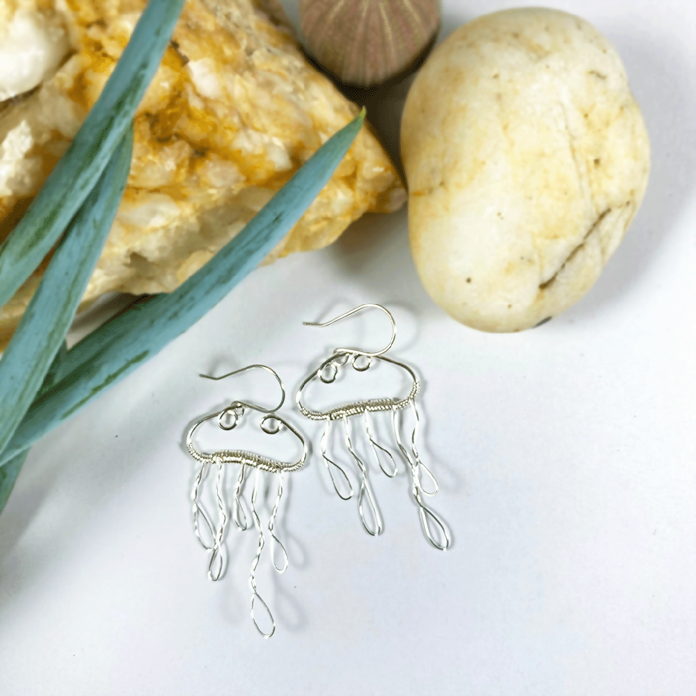Argentium Silver Jellyfish Dangle Earrings