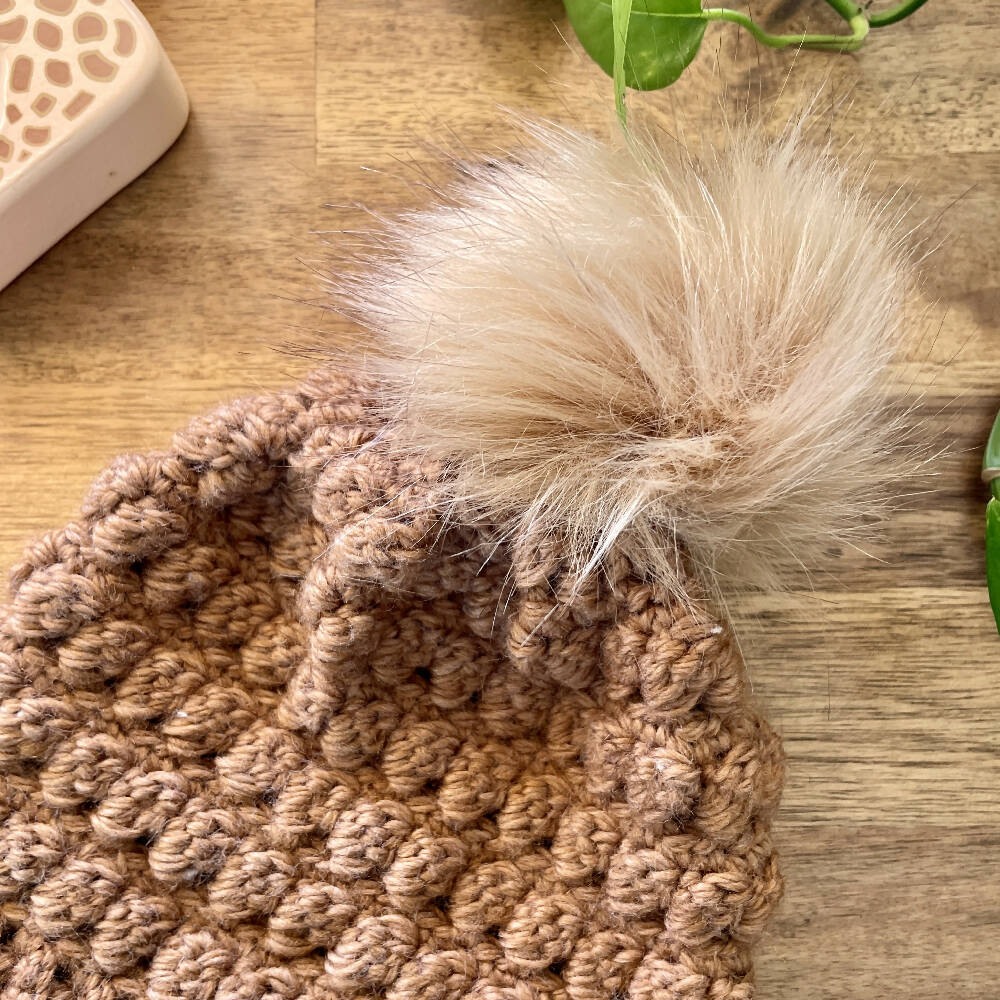 Toddler Beanie with Faux Fur Pom Pom - Ash Grey