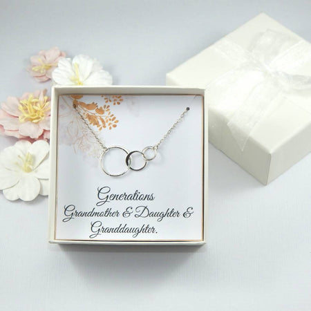Grandma Necklace Gift,3 interlocking Circle Necklace,Grandmother Gift