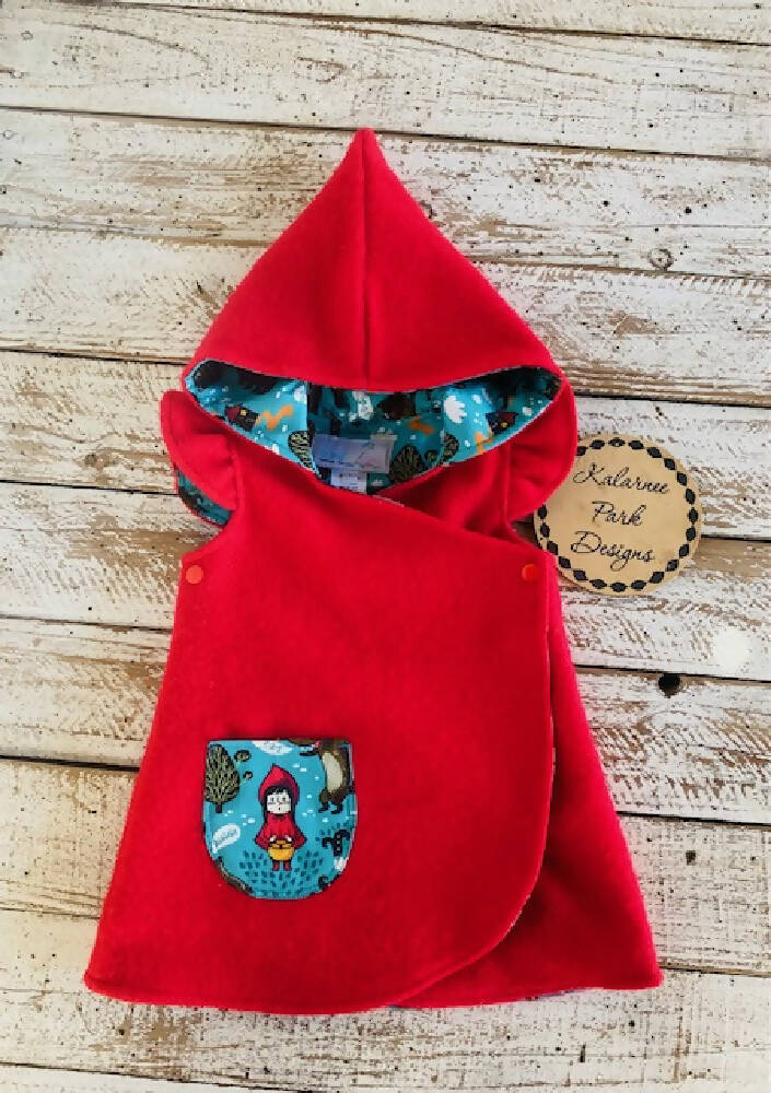 Little Red Riding Hood Vintage Wool Blanket Upcycled Dress Size 1
