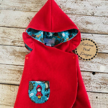 Little Red Riding Hood Vintage Wool Blanket Upcycled Dress Size 1