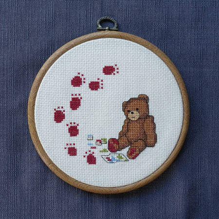 Teddy bear cross stitch pictures nursery decoration