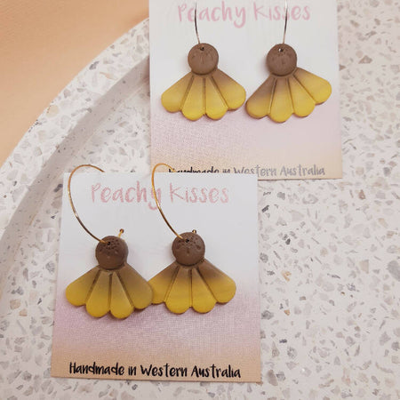 Polymer Clay Sunflower Hoops