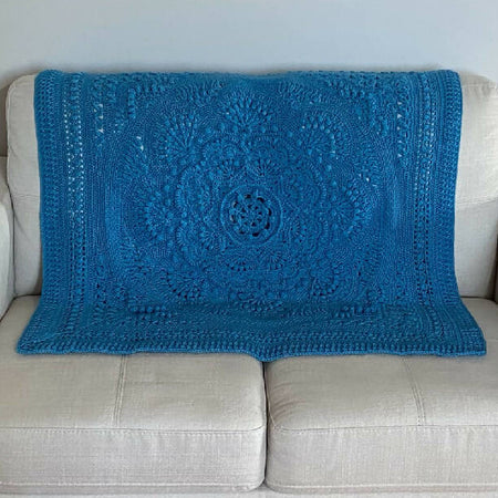 Cornish Blue ‘Baby Arcadia’ Heirloom Handmade Baby Blanket 100% Acrylic