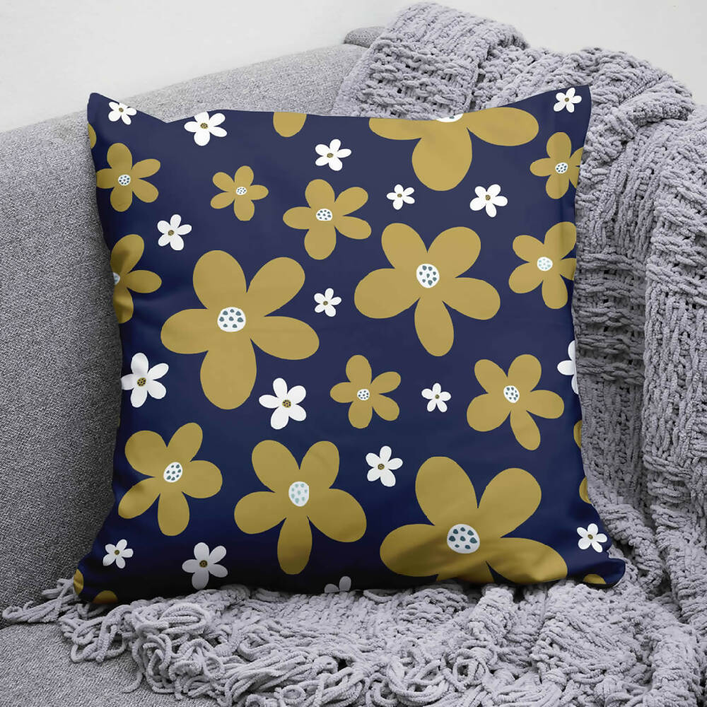 Cushion Cover modern floral in navy and gold