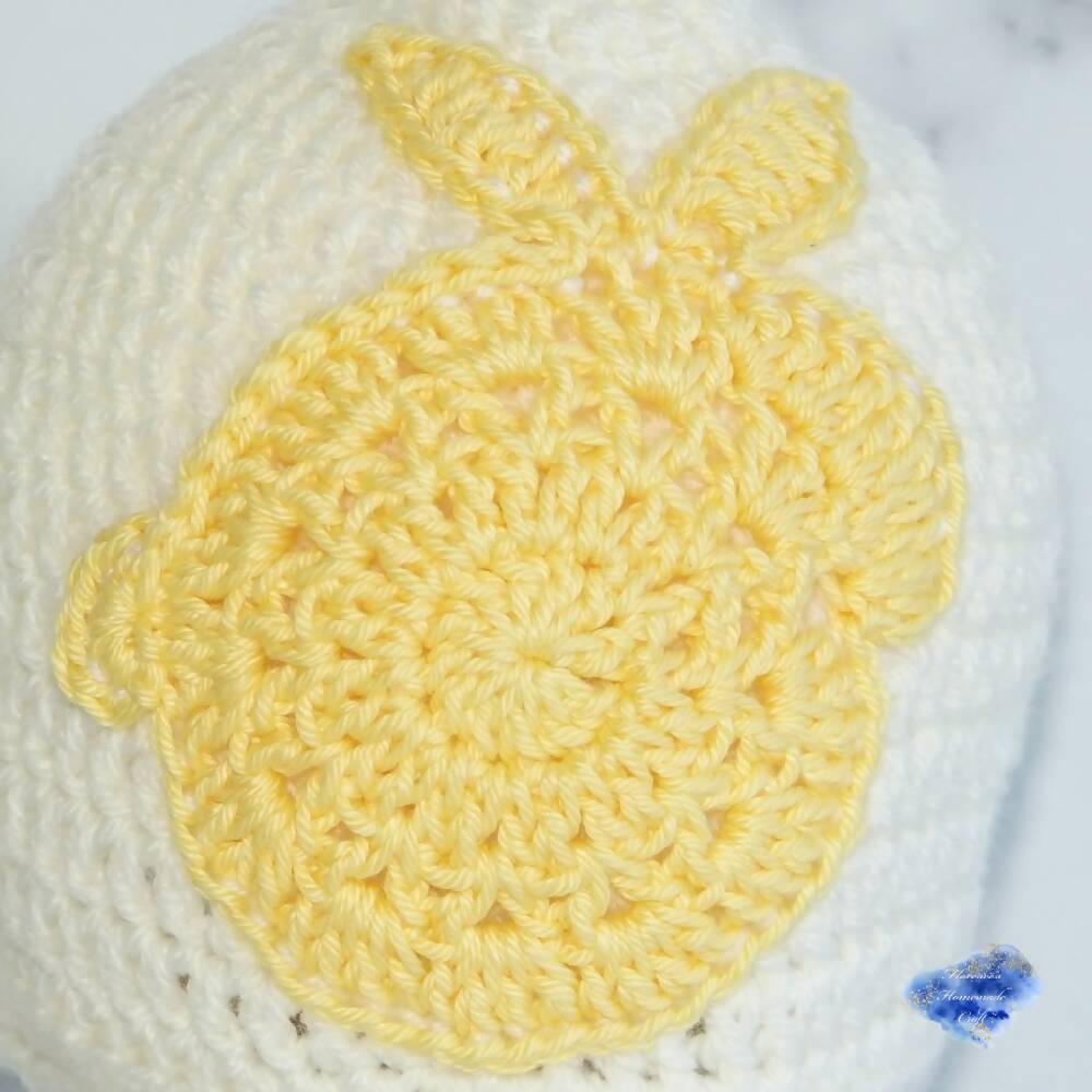 Crochet Bunny applique beanie 6-12 months