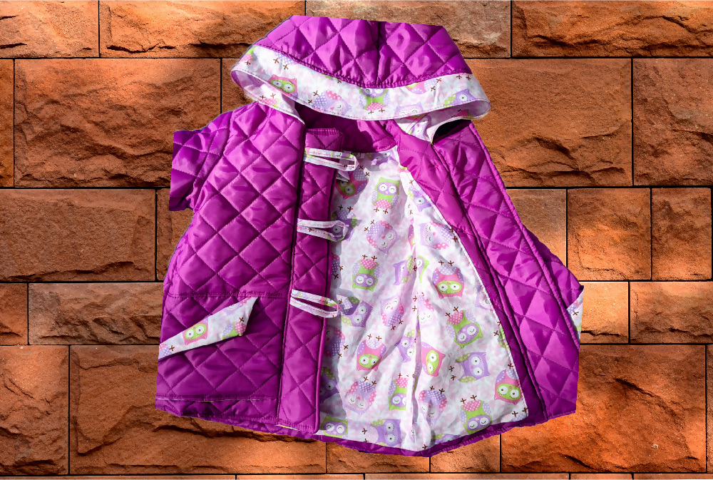 Quilted Duffle Coat, Purple, Sizes 2, 3