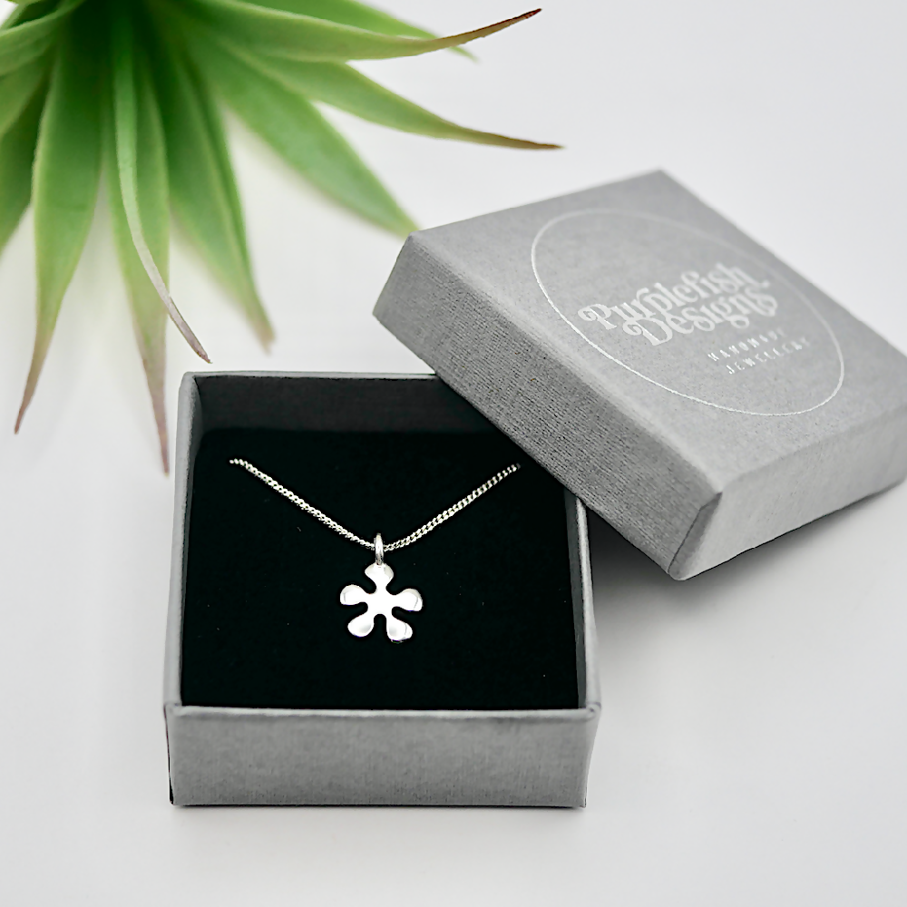 tiny splat pendant sterling silver gift box sml