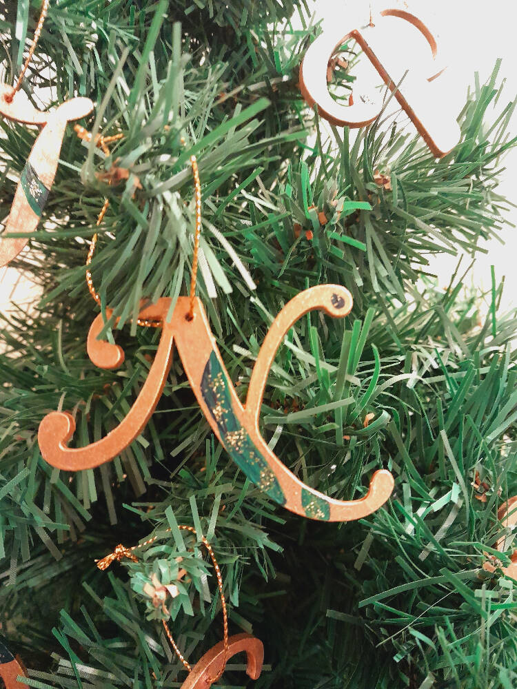 Wooden Christmas tree ornaments with your initials
