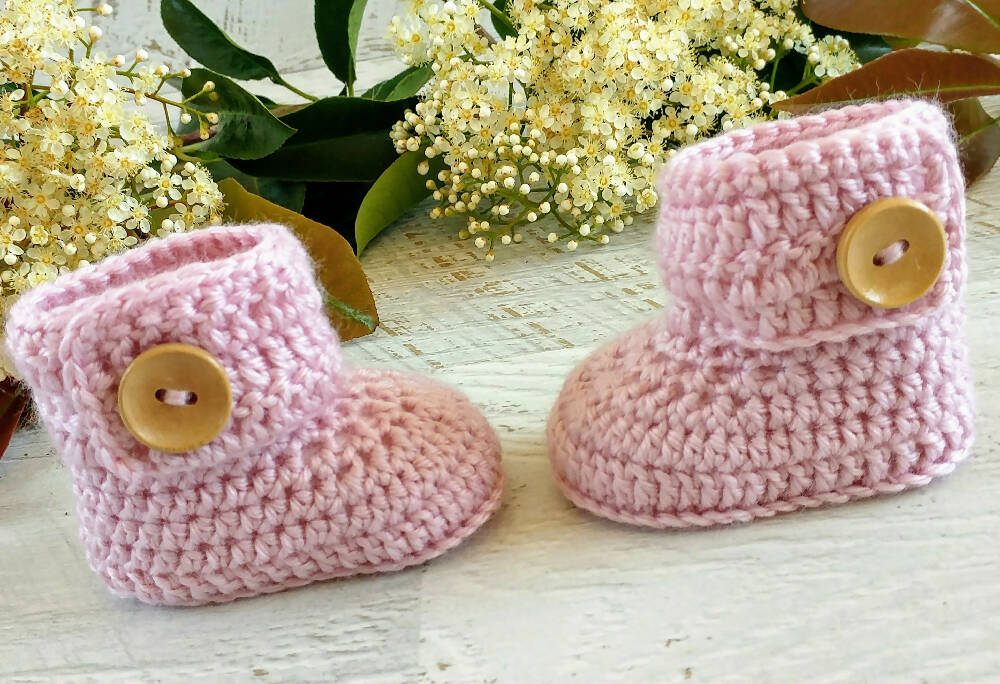 Baby Booties Dusty Pink Newborn Crochet Knit Shoes Socks