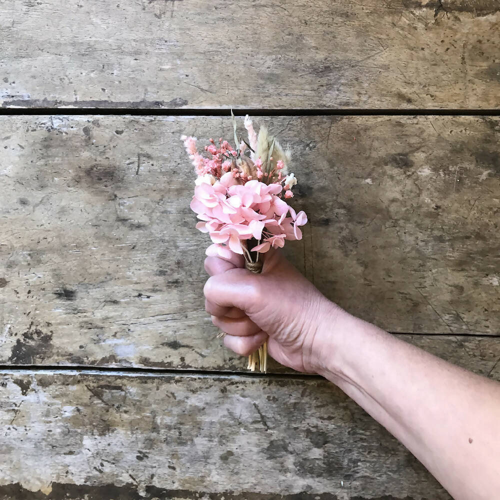 Pink and natural mini Posy 17cm