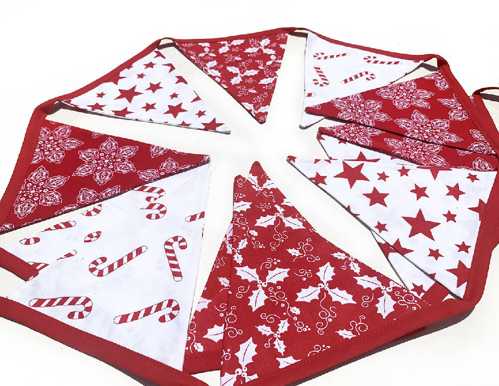 Christmas 'Red and White Scandi Style' Flag Bunting Decoration