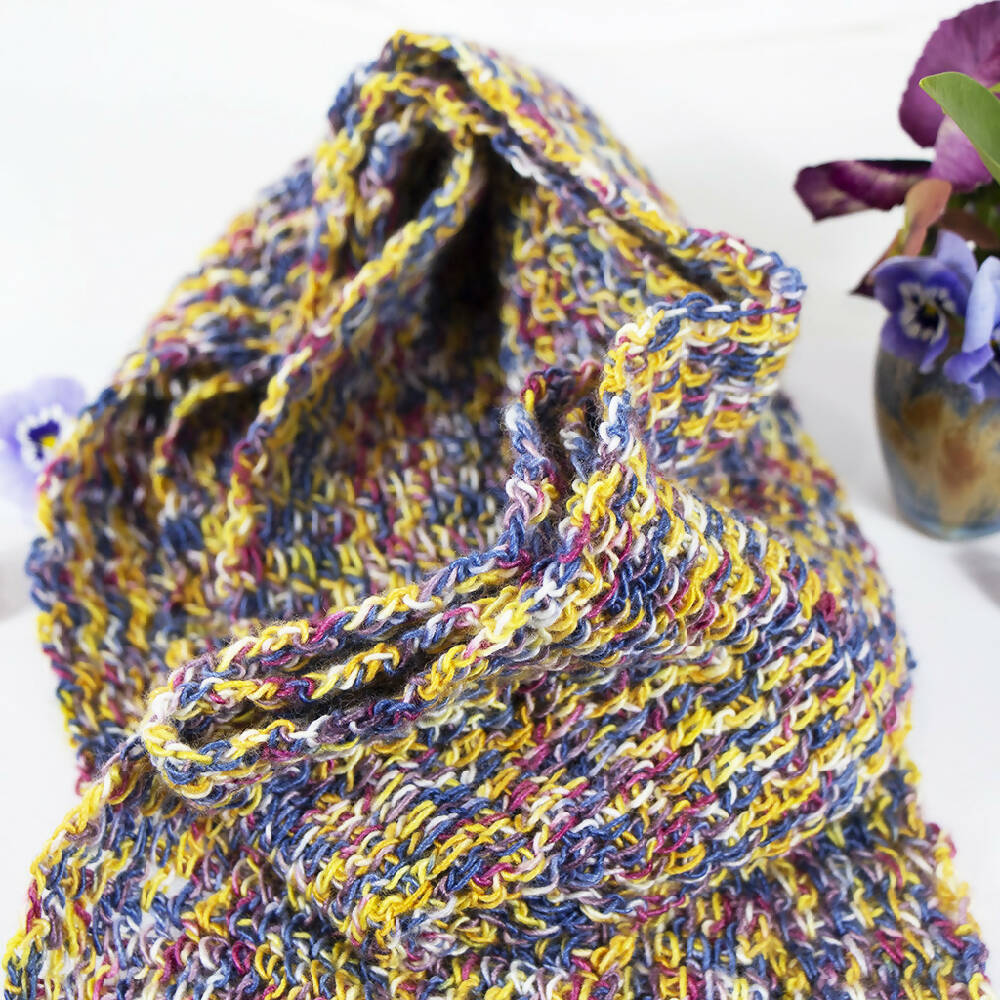 Multicoloured scarf, hand-painted, lace weight, Extra Fine Merino Wool (75%) Silk (25%)