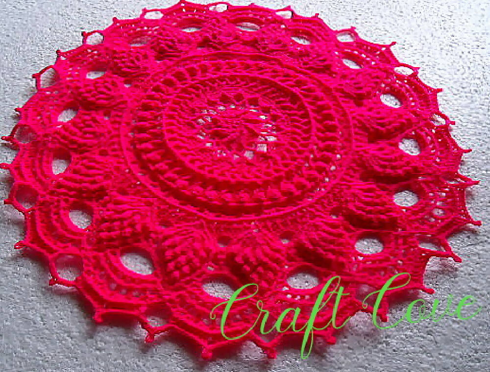 Textured Doily in Hot Pink intricate 3d look