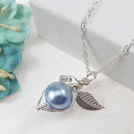 One Sweet Pea In A Pod Necklace, Light Blue Colour