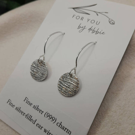 Fine silver 999 hook earrings with handmade silver filled ear wires