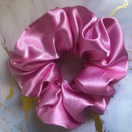 Scrunchie in Candy Pink Satin, Luxe Oversized Silky Scrunchie
