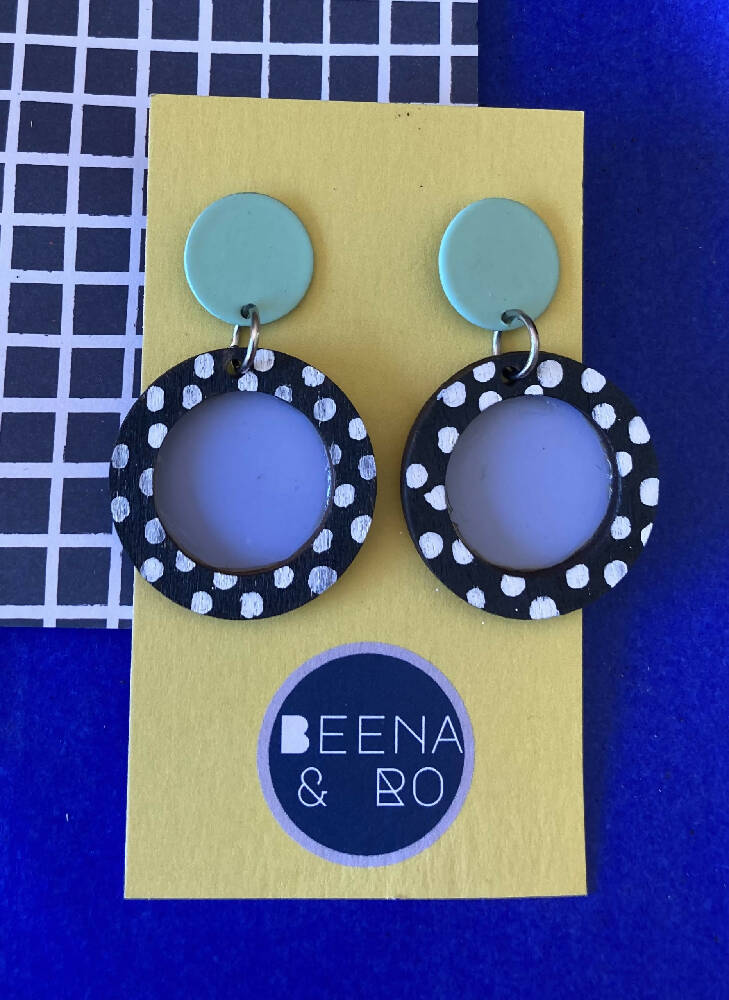 Black & white dotty hoop earrings