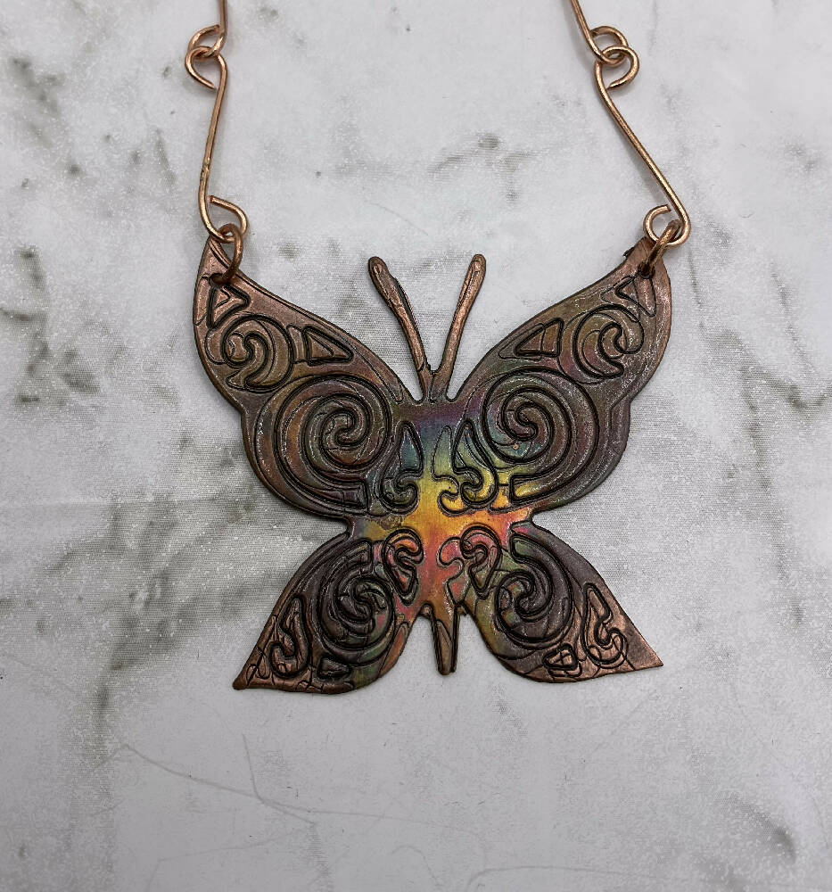 Copper Butterfly Pendant & Chain