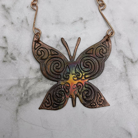 Copper Butterfly Pendant & Chain