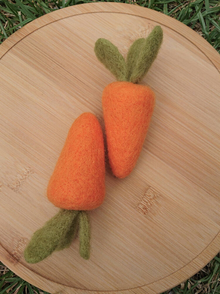 Wool Carrot Pair - Needle Felted Easter Decor / Photo Prop