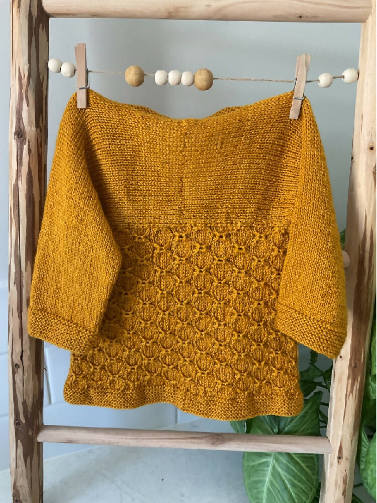 Crossover Cardigan in Gold, Size is 12 months