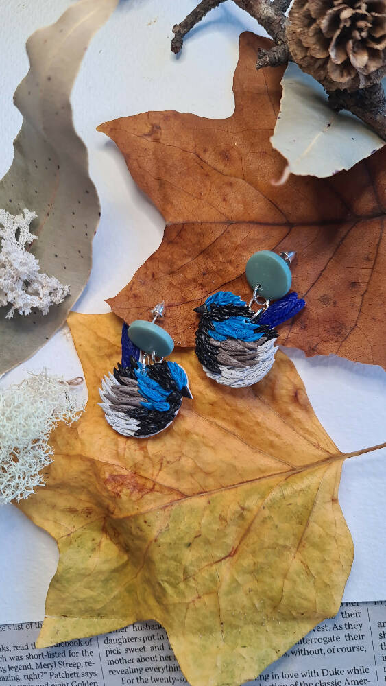 Earrings, Blue Wrens