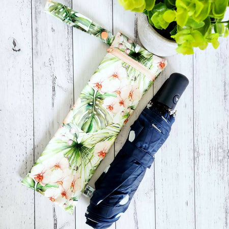 Umbrella Bag, Waterproof Reusable Zip Bag, Pastel Tropical, Peach Zip