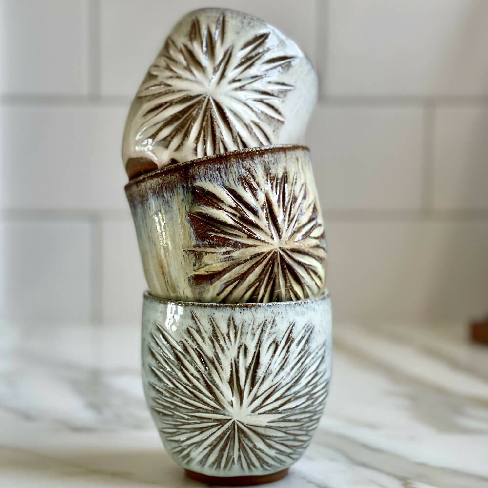 Australian Ceramic Artist Ana Ceramic Home Decor Kitchen and Dining Cups and Glassware Starburst Tumbler Wheel Thrown Ceramic Pottery