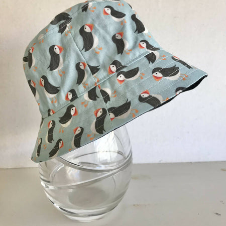 Summer hat in cute puffin fabric