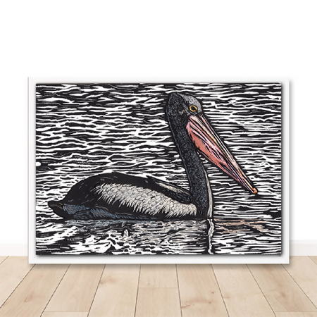 Pelican - Linoprint and Watercolour