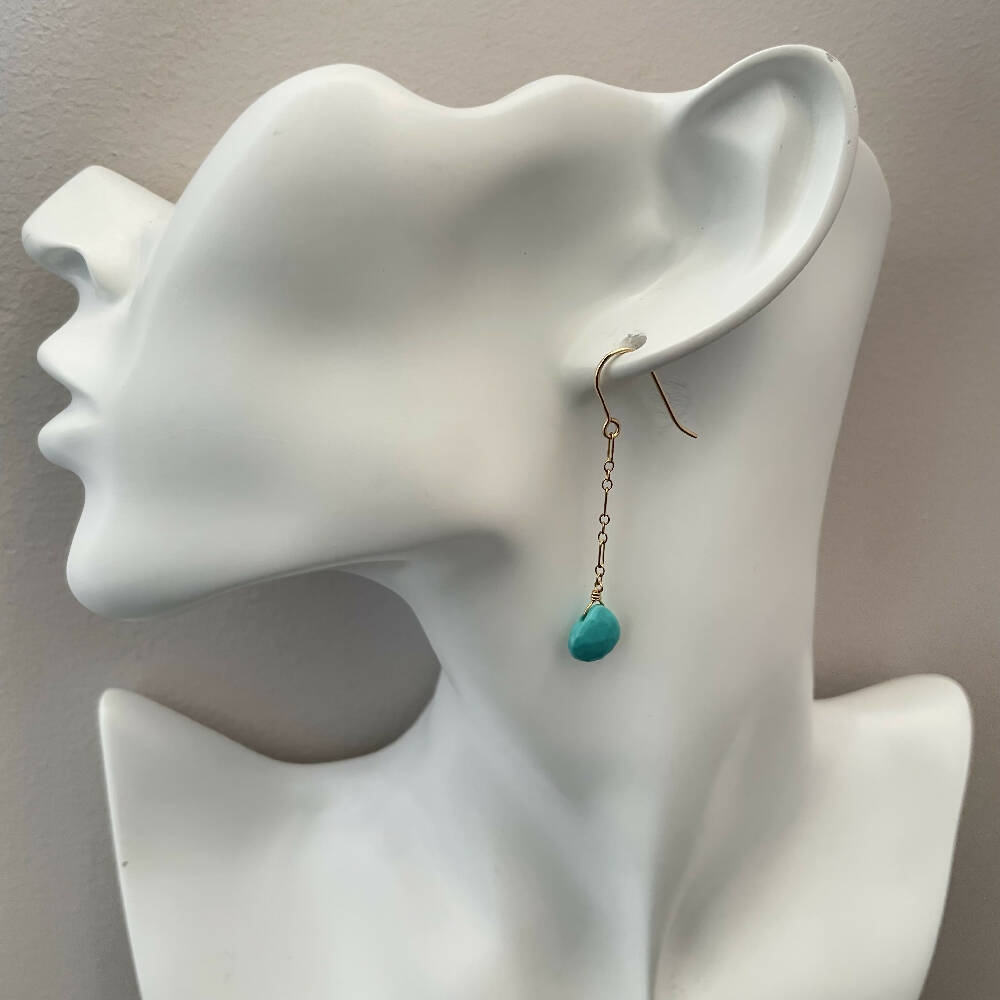 14K Gold filled turquoise chain earrings
