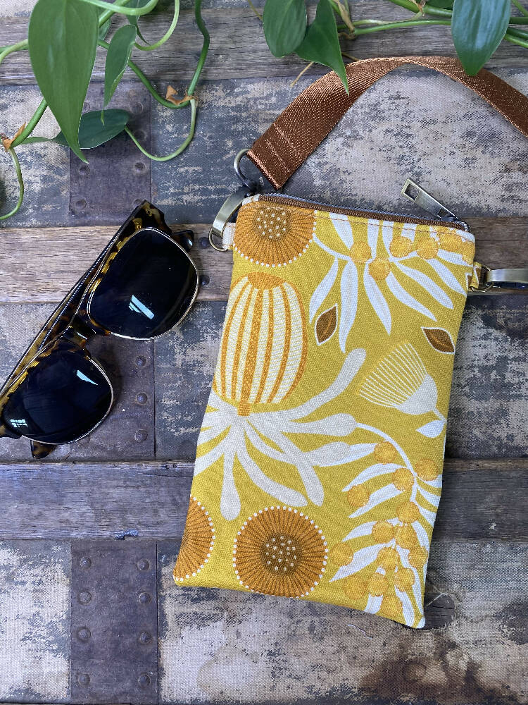 Mini & Small Crossbody Bag - Yellow Banksia/Tan Faux Leather